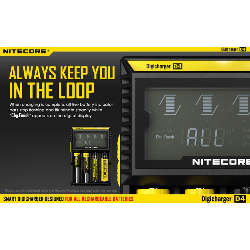 Nitecore D4 Digicharger LCD Display Intelligent Battery Charger Li-ion Ni-MH Smart Power Solution