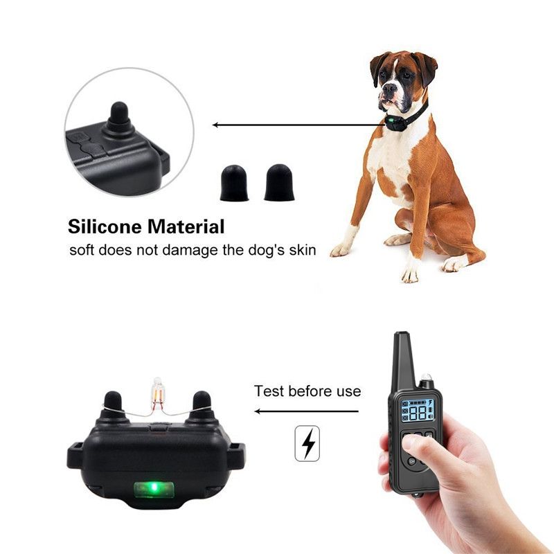 800m Electric Dog Training Collar Waterproof Rechargeable with Adjustable Shock Levels and LCD Display