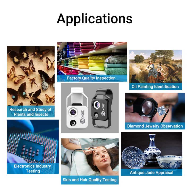 APEXEL 200X Microscope Lens with CPL Mobile LED Light for iPhone Samsung Perfect for Macro Photography