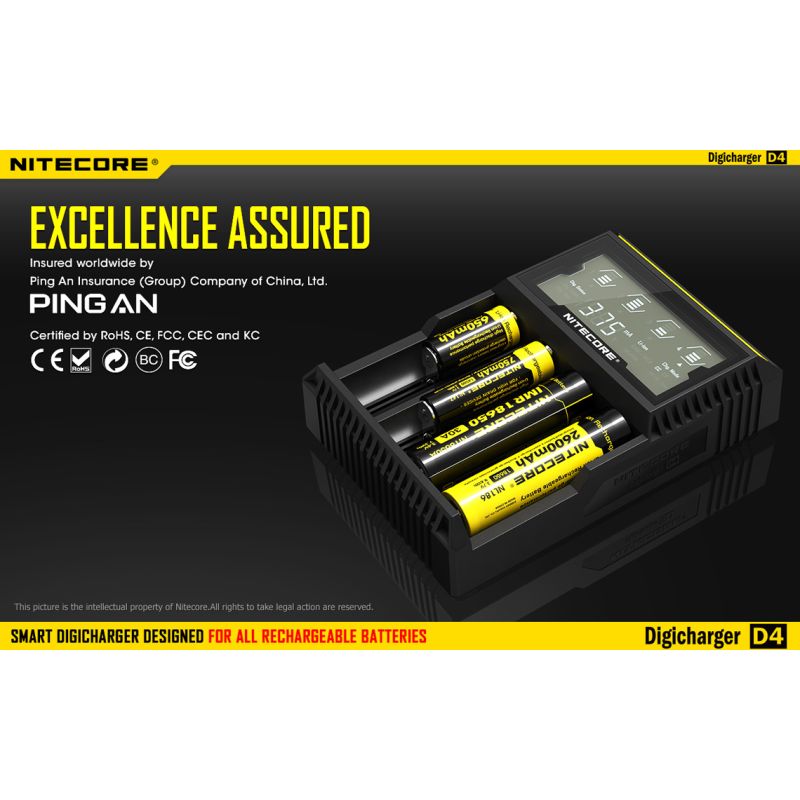 Nitecore D4 Digicharger LCD Display Intelligent Battery Charger Li-ion Ni-MH Smart Power Solution