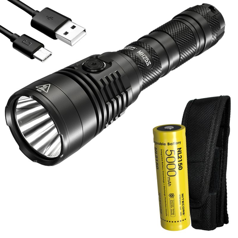 Nitecore MH25S Flashlight 1800 Lumens USB-C Rechargeable LED High Brightness for Outdoor Adventures and Repair