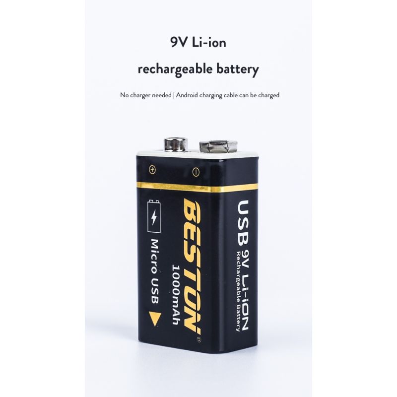 Beston 9V 1000mAh Micro USB Rechargeable Battery Eco-Friendly Power for RC Helicopter Microphone and Toys
