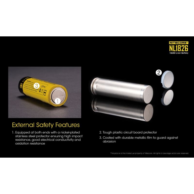 Nitecore 18650 NL1826 Rechargeable Li-ion Battery 2600mAh 3.7V Reliable for Flashlights Cameras High-drain Devices