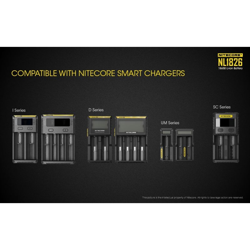 Nitecore 18650 NL1826 Rechargeable Li-ion Battery 2600mAh 3.7V Reliable for Flashlights Cameras High-drain Devices