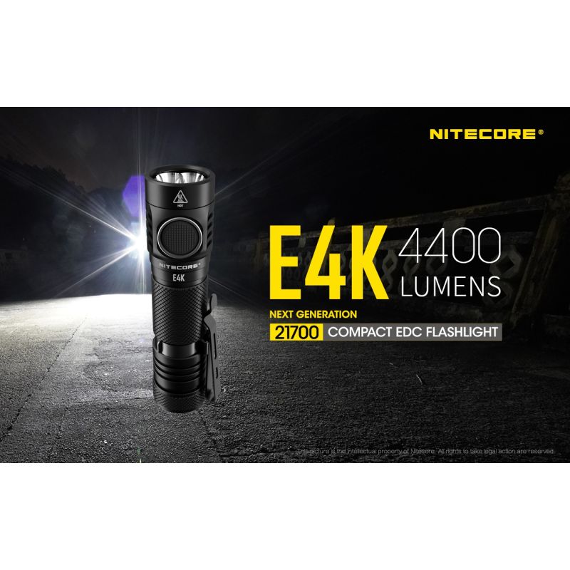 Nitecore E4K 4400 Lumens Compact EDC Flashlight Portable and Durable with Advanced Optical System