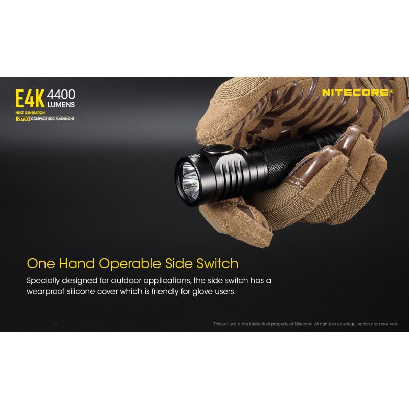 Nitecore E4K 4400 Lumens Compact EDC Flashlight Portable and Durable with Advanced Optical System