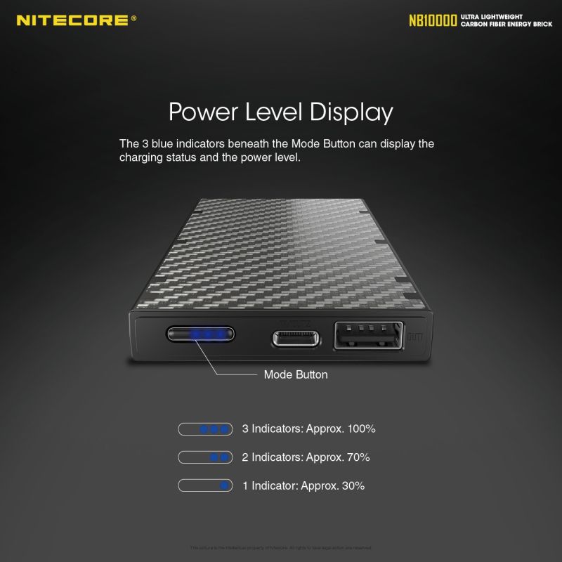 NITECORE NB10000 QC Dual Port USB-C 10000mAh Power Bank Lightweight Fast Charging for Travel and Outdoor