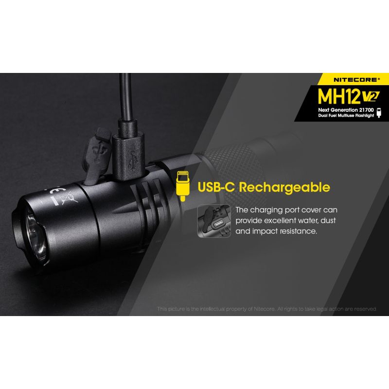 Nitecore MH12 V2 XP-L2 V6 LED Flashlight 1200 Lumens Portable Bright Outdoor Lighting Reliable Illumination