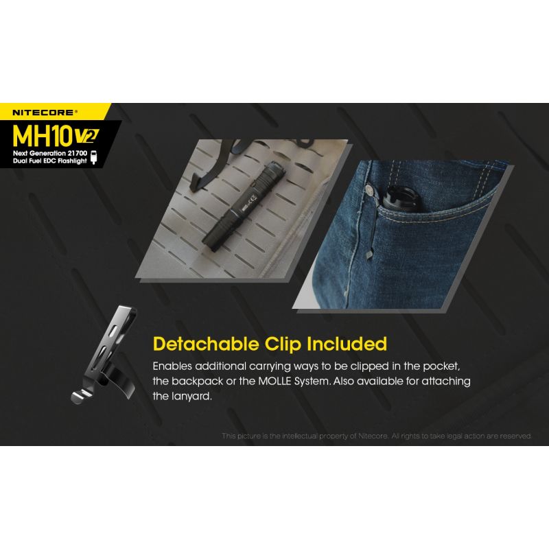 NITECORE MH10 V2 Compact 1200 Lumens LED Flashlight USB-C Charging Durable Adventure Gear High Performance