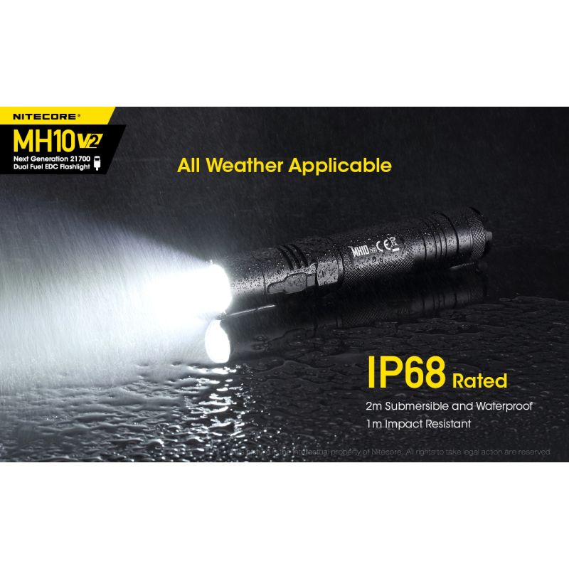 NITECORE MH10 V2 Compact 1200 Lumens LED Flashlight USB-C Charging Durable Adventure Gear High Performance
