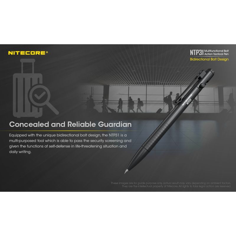 NITECORE NTP31 Ergonomic Bolt Action Tactical Pen Durable Aluminum Alloy Multifunctional Glass Breaker