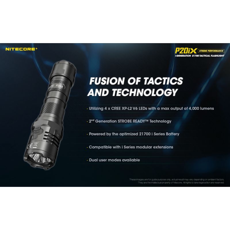 Nitecore P20iX Tactical Flashlight 4000 Lumens USB-C Rechargeable Outdoor High Lumen Strobe Mode Flashlight