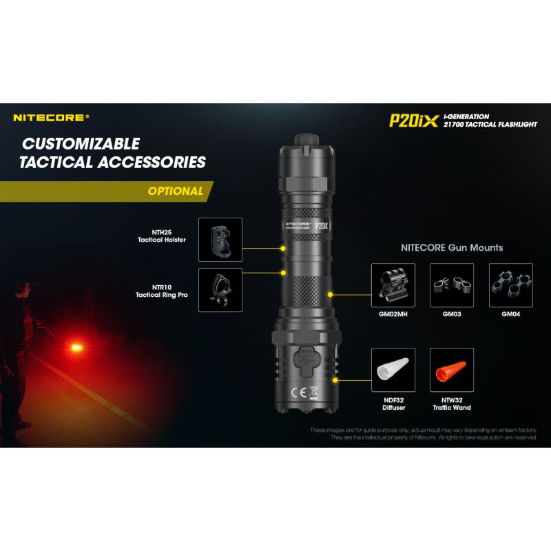 Nitecore P20iX Tactical Flashlight 4000 Lumens USB-C Rechargeable Outdoor High Lumen Strobe Mode Flashlight