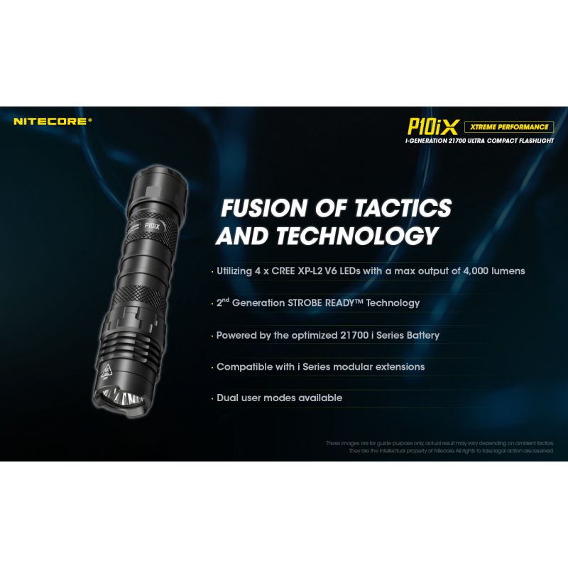 Nitecore P10iX 4000 Lumens Powerful Tactical Flashlight 4 x XP-L2 V6 LED 158m Beam Long Runtime Durability