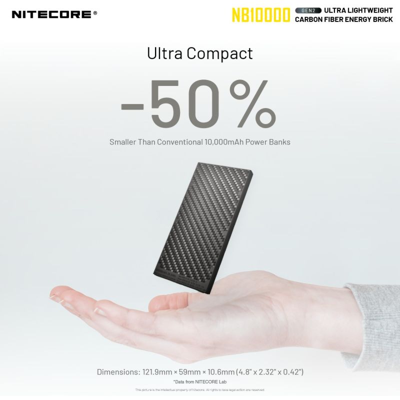 Nitecore NB10000 Gen II Ultra-slim 10000mAh Power Bank with QC Quick-Charge Lightweight Travel Charger