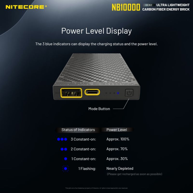 Nitecore NB10000 Gen II Ultra-slim 10000mAh Power Bank with QC Quick-Charge Lightweight Travel Charger