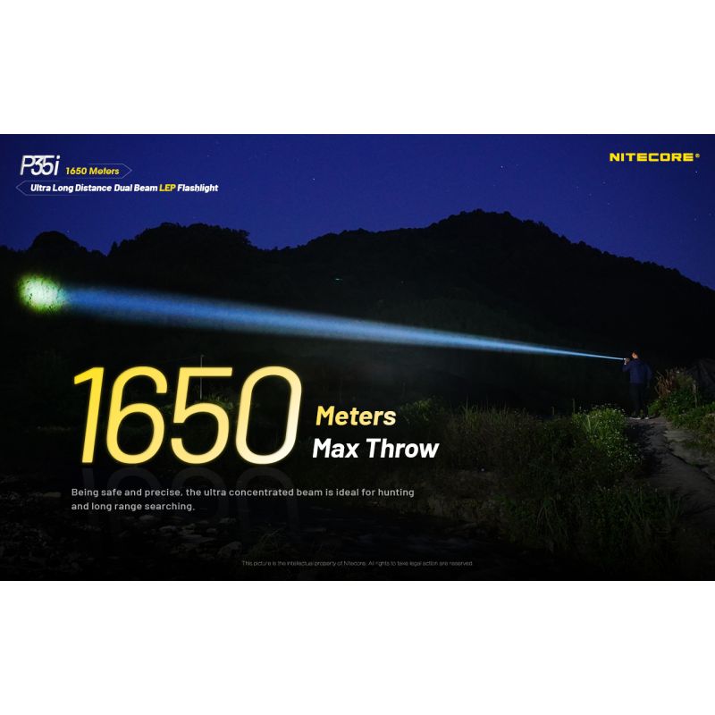 NITECORE P35i 6x XP-G3 LED Rechargeable Flashlight 3000 Lumens Ultra Long Range Dual Beam Outdoor Searchlight