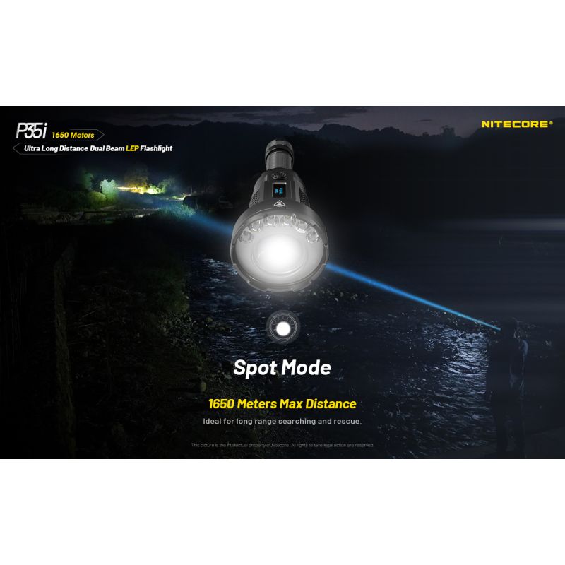 NITECORE P35i 6x XP-G3 LED Rechargeable Flashlight 3000 Lumens Ultra Long Range Dual Beam Outdoor Searchlight