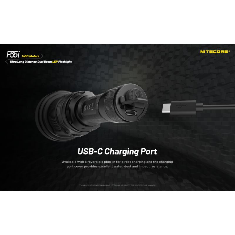 NITECORE P35i 6x XP-G3 LED Rechargeable Flashlight 3000 Lumens Ultra Long Range Dual Beam Outdoor Searchlight