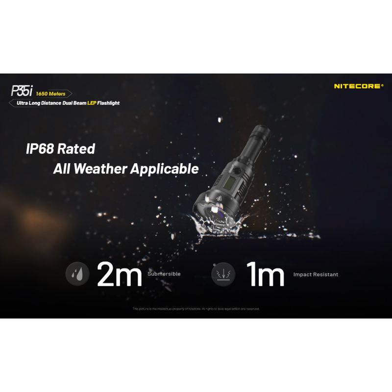 NITECORE P35i 6x XP-G3 LED Rechargeable Flashlight 3000 Lumens Ultra Long Range Dual Beam Outdoor Searchlight