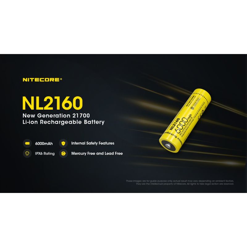 NITECORE NL2160 6000mAh 21700 Li-ion Rechargeable Battery 