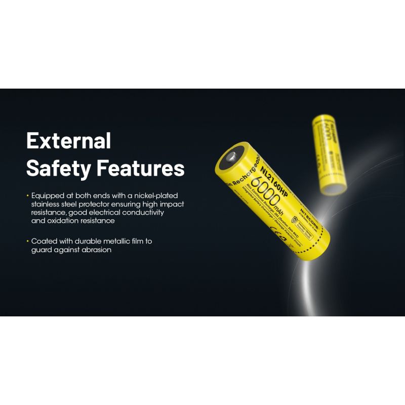 NITECORE NL2160HP 6000mAh 3.6V 21700 USB-C Li-ion Rechargeable Battery High Capacity Portable Power Source