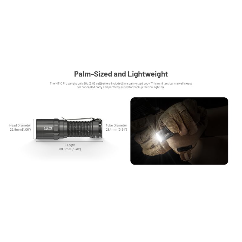 Nitecore MT1C Pro EDC Flashlight 1000 Lumens Compact Durable Hiking and Emergency Flashlight 360m Beam