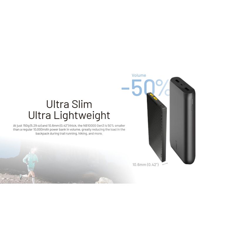 Nitecore NB10000 Gen III Ultra-Slim Power Bank 10000mAh Fast Charging Portable Charger with Dual USB-C Ports