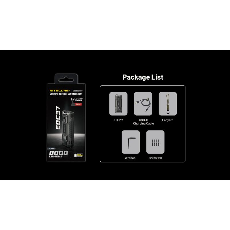 NITECORE EDC37 8000LM USB-C Rechargeable Flashlights 