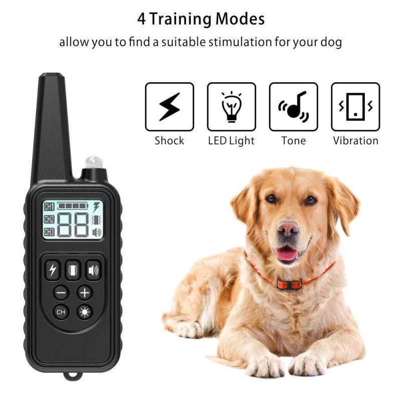 800m Electric Dog Training Collar Waterproof Rechargeable with Adjustable Shock Levels and LCD Display
