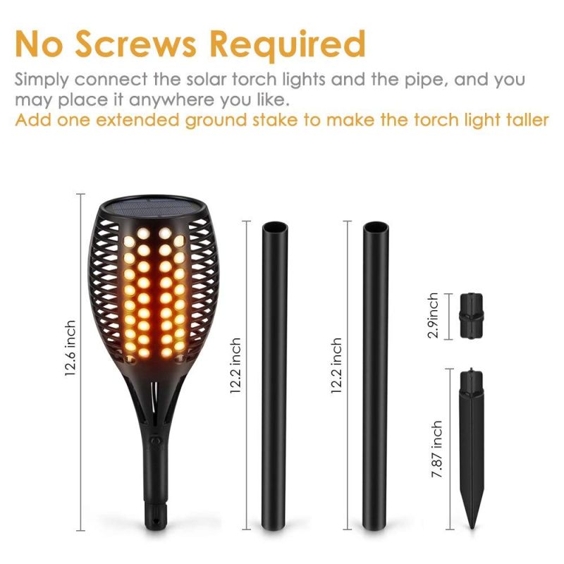 Upgraded Solar Flickering Flame Lights Waterproof Auto OnOff for Patio Garden Driveway EcoFriendly Lighting