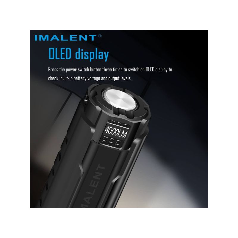 IMALENT LD70 LED Flashlight 4000 Lumens Compact Design for Adventurers Reliable Light Source with OLED Display