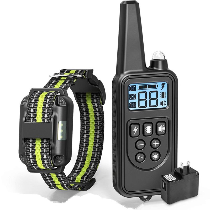 800m Electric Dog Training Collar Waterproof Rechargeable with Adjustable Shock Levels and LCD Display