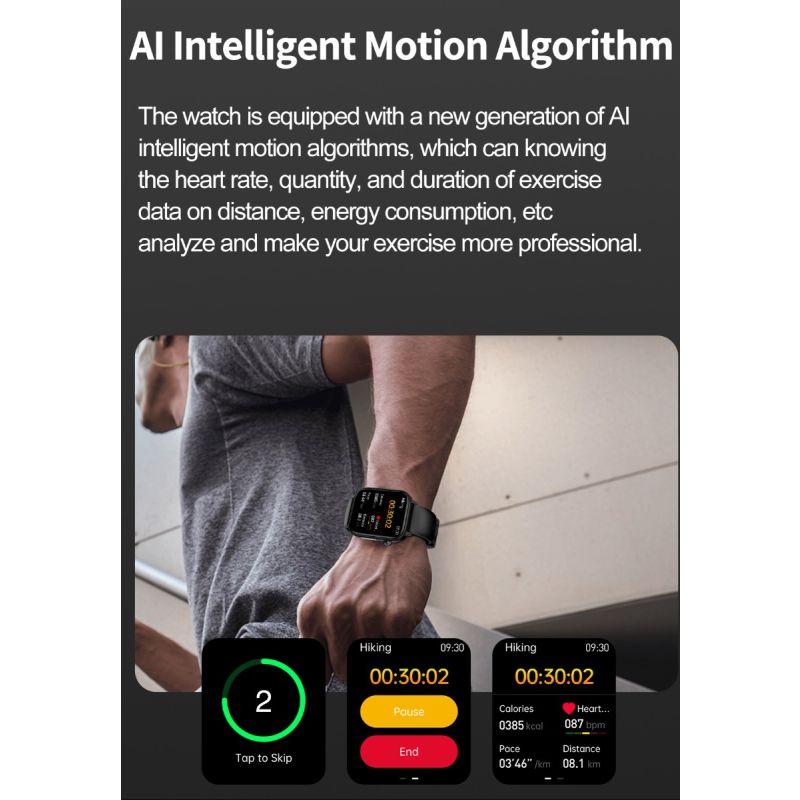 ET570 Blood Glucose Smart Watch ECG Heart Rate Blood Pressure Smartwatch