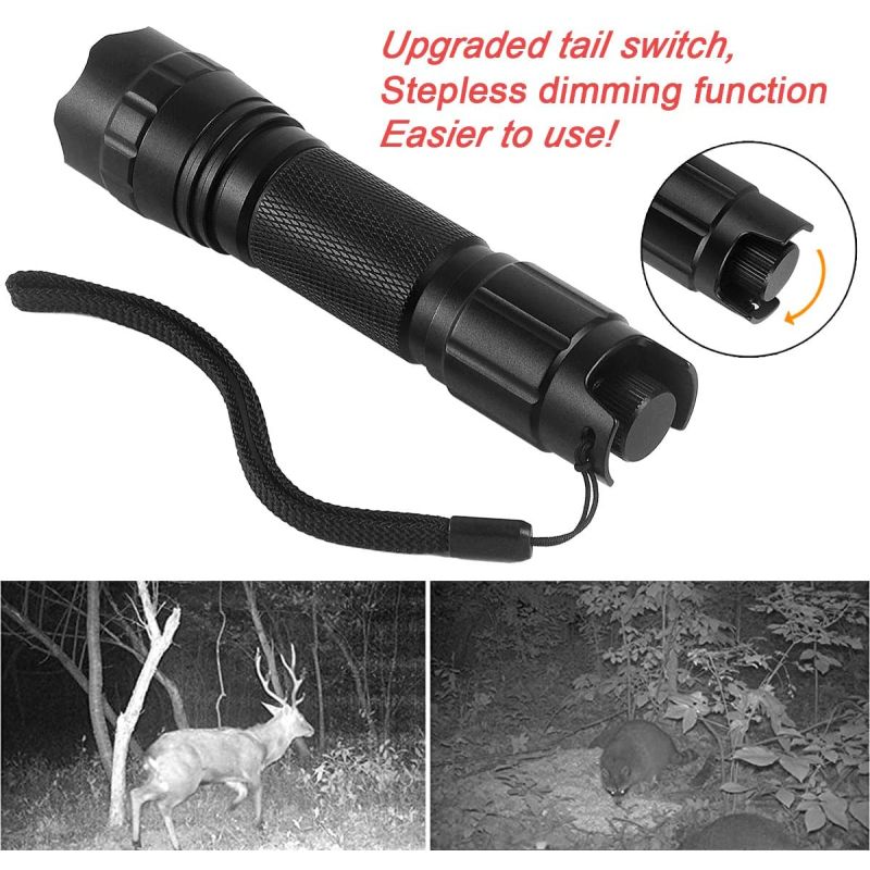 UltraFire 940nm LED IR Flashlight Adjustable Focus Stepless Dimming Night Vision Hunting and Wildlife Exploration
