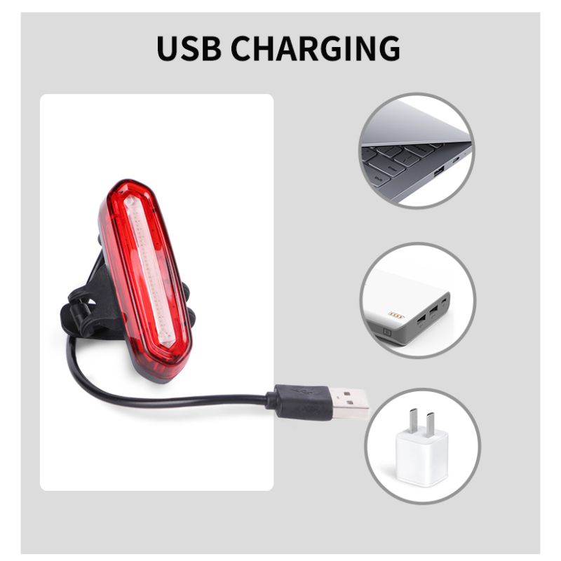 USB Rechargeable Bicycle Rear Light High-Intensity COB Lamp for Urban Commuters Cycling Accessories