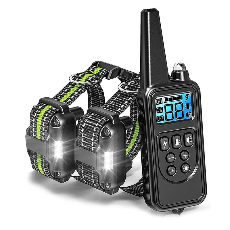 800m Electric Dog Training Collar Waterproof Rechargeable with Adjustable Shock Levels and LCD Display