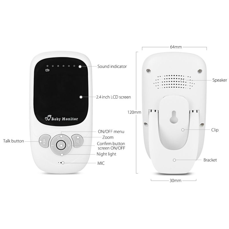 SP880 Wireless Baby Monitor 2.4 Inch LCD High-Definition Video Two-Way Audio Night Vision for Baby Care