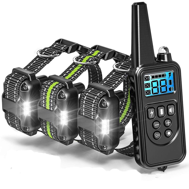 800m Electric Dog Training Collar Waterproof Rechargeable with Adjustable Shock Levels and LCD Display