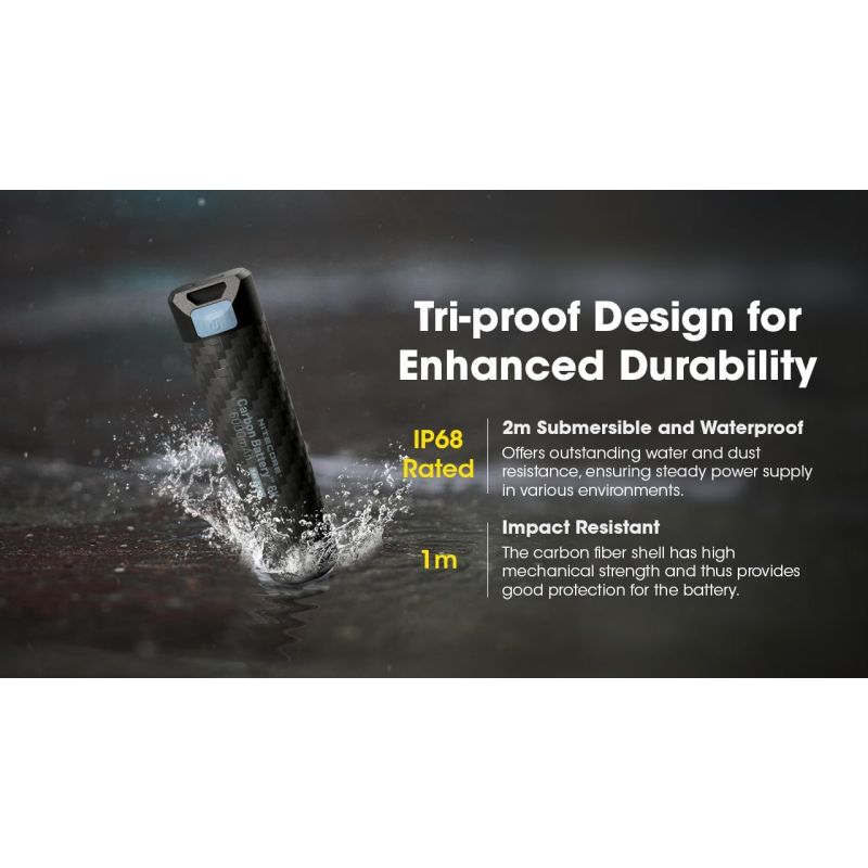 Nitecore Carbon Battery 6K USB-C Rechargeable Lightweight 6000mAh Waterproof Power Bank
