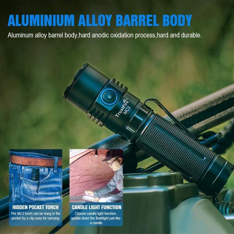 TrustFire MC3 XHP50 LED Flashlight 2500 Lumens USB Magnetic Charging IP68 Waterproof Compact and Powerful Light