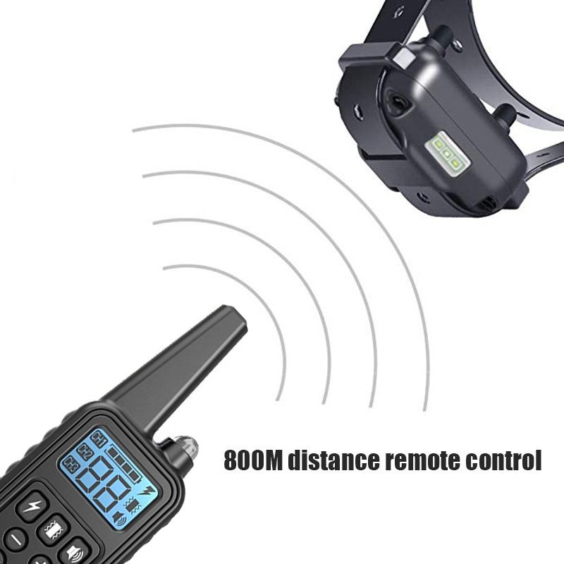 800m Electric Dog Training Collar Waterproof Rechargeable with Adjustable Shock Levels and LCD Display