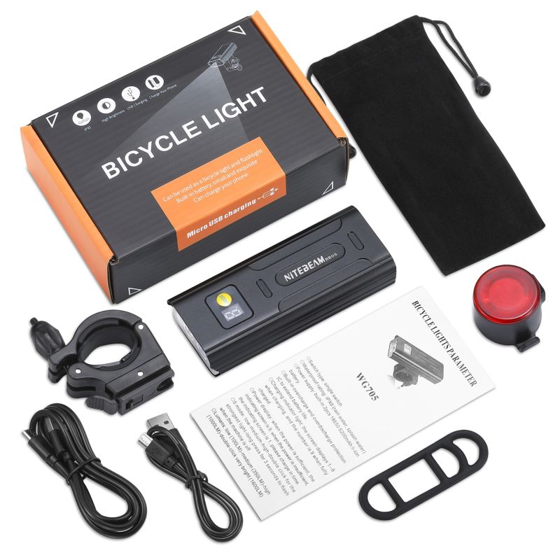 NiteBeam BR05 Bike Lights 5000 Lumens USB Rechargeable Cycling Safety Essential Gear with Power Bank Functionality