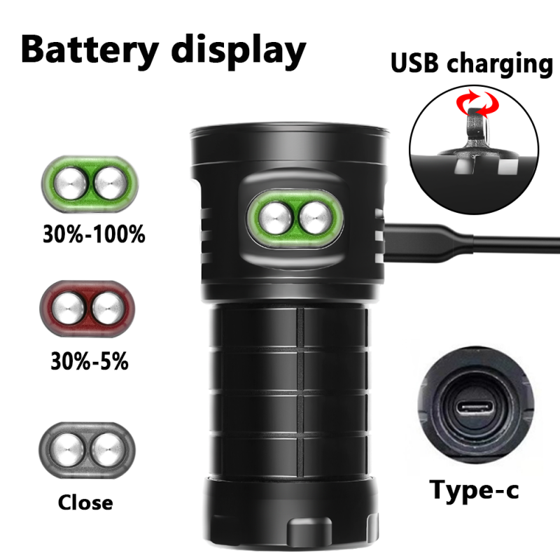 C16 Underwater Diving Flashlight 100M Waterproof LED Torch Perfect for Diving Snorkeling Photography Adventures