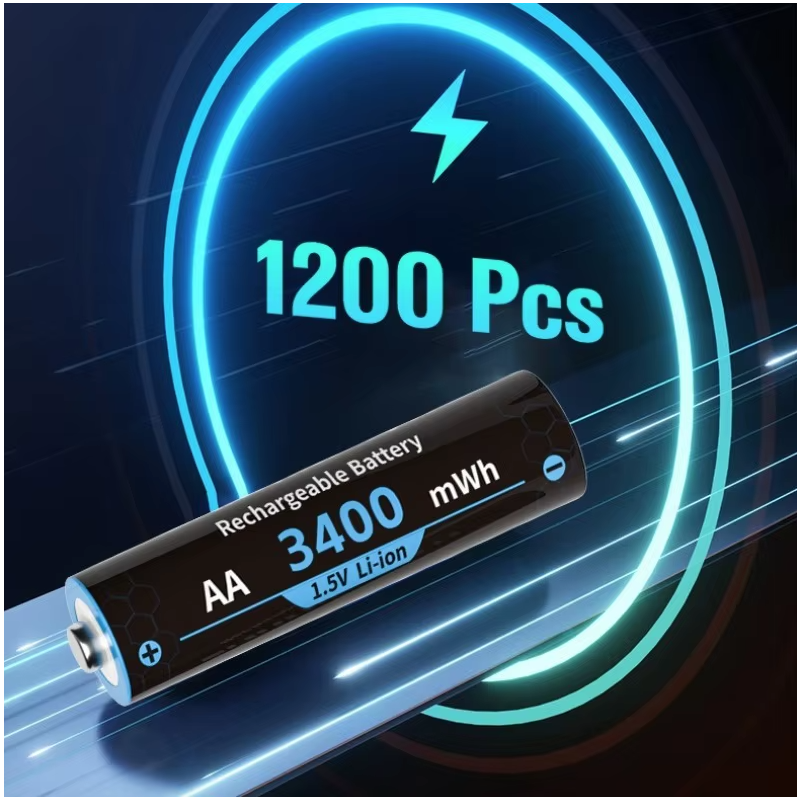 Rechargeable AA Batteries Lithium with Charger,8 Pack 1.5V 3000mWh Double A Battery Rechargeable,Long Lasting Pilas Recargables Lithium ion AA Battery with Charging Storage Box