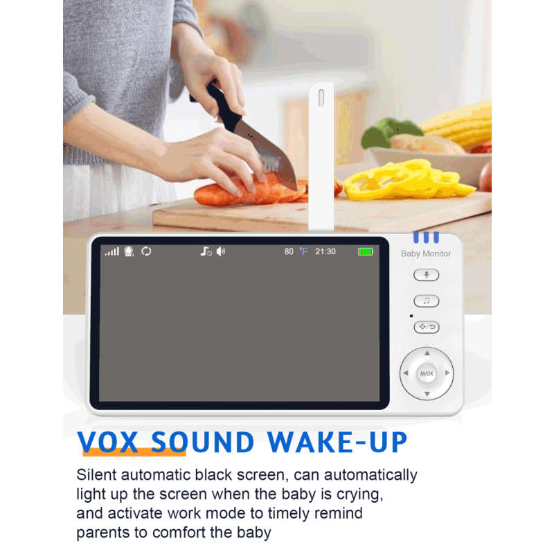 ABM501 Video Baby Monitor 2.4G Wireless 5.0 Inches LCD Night Vision Two Way Audio for Family Safety