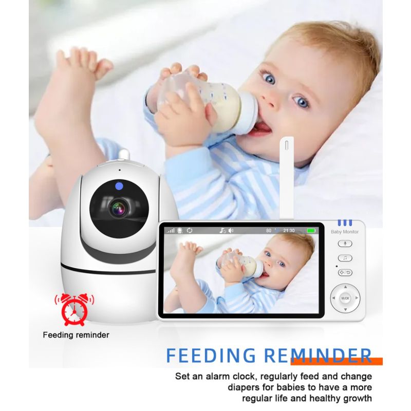 ABM501 Video Baby Monitor 2.4G Wireless 5.0 Inches LCD Night Vision Two Way Audio for Family Safety