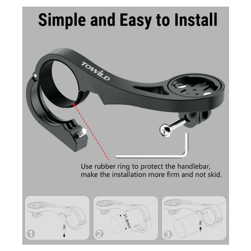 TOWILD AS90 Bicycle Handlebar Extended Bracket Bike Headlight Mount Bar Computer Holder Lantern Lamp Support Rack Fiber Stand