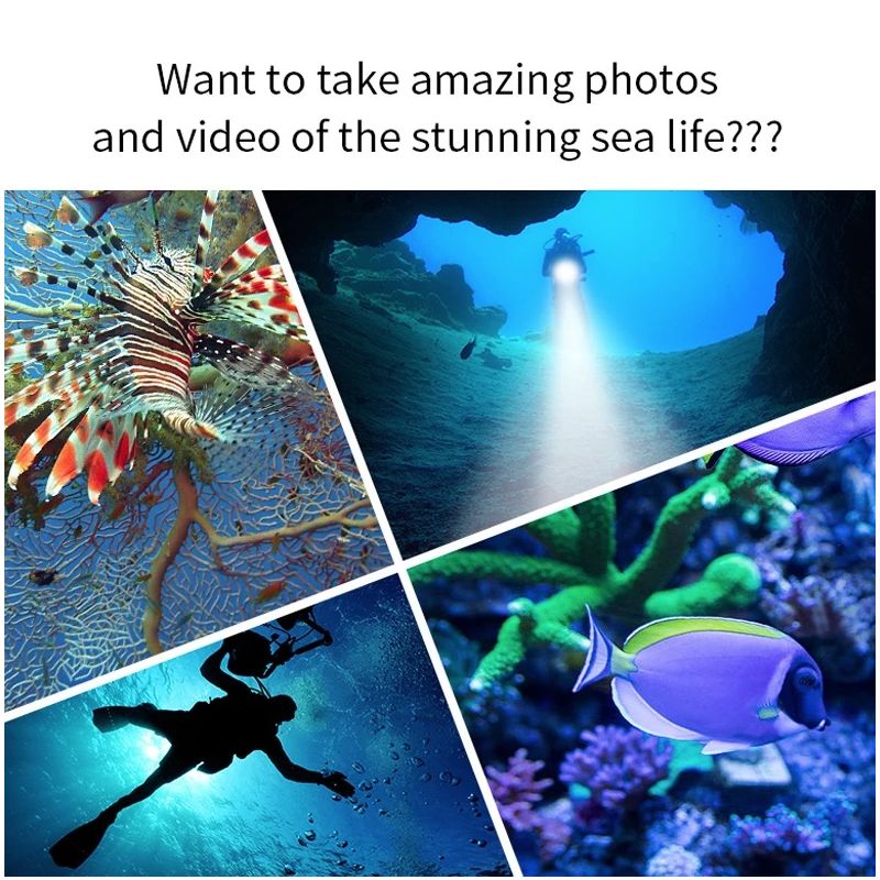 B11 LED Diving Flashlight Red Blue White Underwater Photography Light 80M Scuba Lantern Marine Exploration