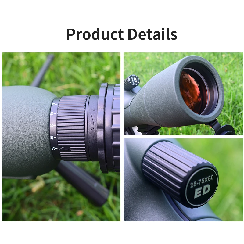 25-75x60 Zoom Spotting Scope ED Lens Powerful Monocular Bak4 Prism Telescope For Outdoor Camping Bird Watching